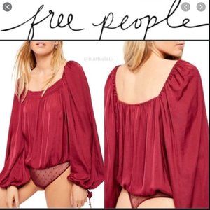 Free People Another Round Maroon Bodysuit NEW S